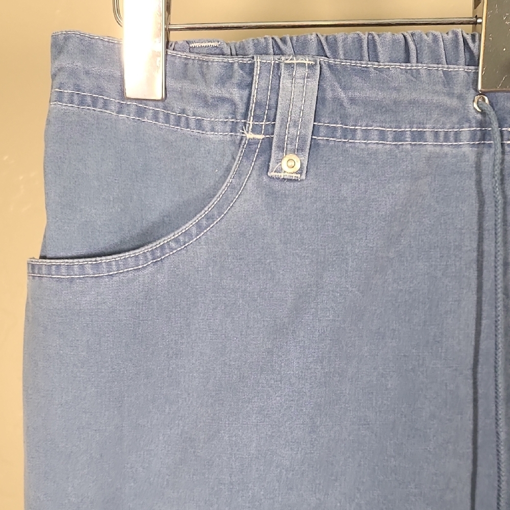Shaver Lake Women's Light Blue Cropped Jeans Elastic Waist 100% Cotton 24W - Picture 5 of 10